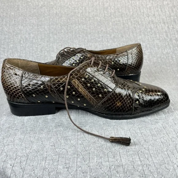 Giorgio Brutini genuine snake skin Men (9) extremely rare gold studs dress shoes